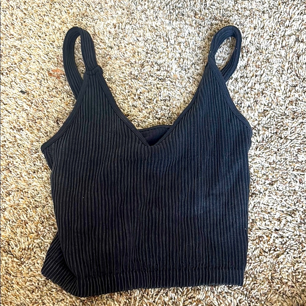 Black Ribbed Women's Top